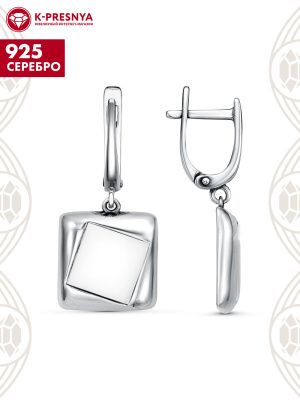 Серьги серебро 925 пробы, покрытие - оксидирование, вставка - агат белый (искусственный)