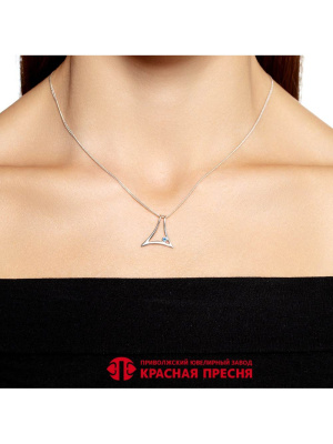 Подвеска серебро 925 пробы, покрытие - платинирование, вставка - искусственная шпинель