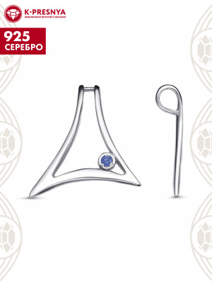 Подвеска серебро 925 пробы, покрытие - платинирование, вставка - искусственная шпинель