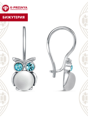 Серьги бижутерия, покрытие - серебрение, вставка - стекло ювелирное, стекло ювелирное preciosa