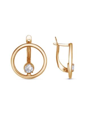 Серьги серебро 925 пробы, покрытие - золочение, вставка - фианит (недрагоценный камень)