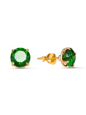 Серьги бижутерия, покрытие - золочение, вставка - фианит (недрагоценный камень)