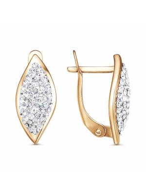 Серьги серебро 925 пробы, покрытие - золочение, вставка - стекло ювелирное preciosa