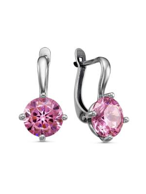 Серьги бижутерия, покрытие - серебрение с оксидированием, вставка - фианит (недрагоценный камень)