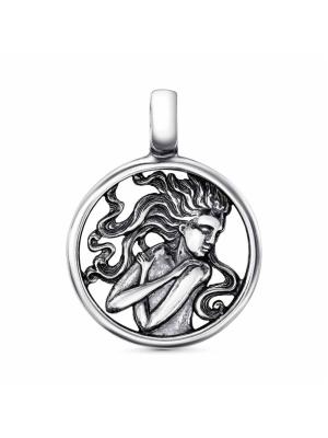 Подвеска "дева" бижутерия, покрытие - серебрение с оксидированием, без вставок