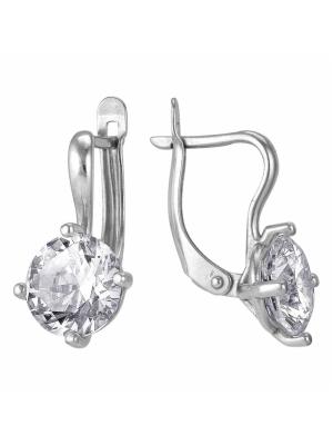 Серьги серебро 925 пробы, без покрытия, вставка - фианит (недрагоценный камень)