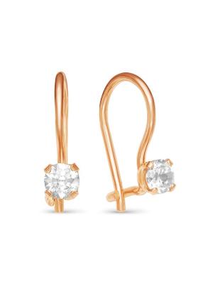 Серьги бижутерия, покрытие - золочение, вставка - фианит (недрагоценный камень)