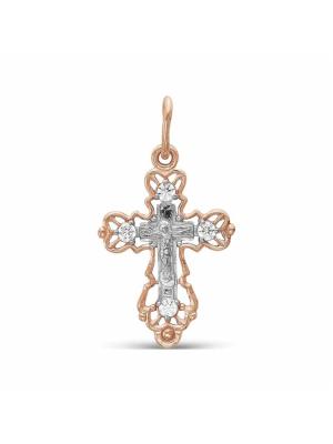 Подвеска серебро 925 пробы, покрытие - золочение, выборочное родирование, вставка - фианит (недрагоценный камень)