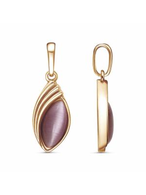 Подвеска бижутерия, покрытие - золочение, вставка - искусственный кошачий глаз