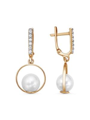 Серьги серебро 925 пробы, покрытие - золочение, выборочное родирование