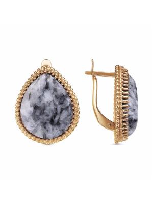 Серьги бижутерия, покрытие - золочение, вставка - пинолит