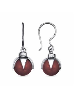 Серьги бижутерия, покрытие - серебрение с оксидированием, вставка - имитация жемчуга