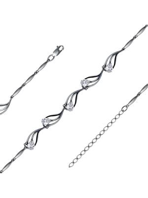 Браслет бижутерия, покрытие - серебрение с оксидированием, вставка - фианит (недрагоценный камень)