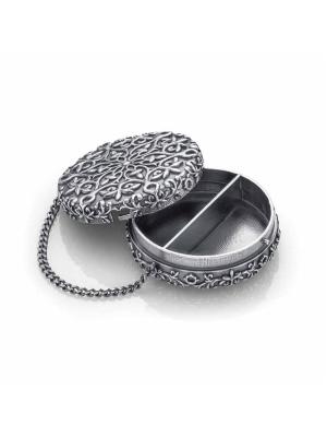 Таблетница бижутерия, покрытие - серебрение с оксидированием, без вставок