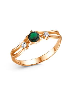 Кольцо бижутерия, покрытие - золочение, вставка - фианит (недрагоценный камень)