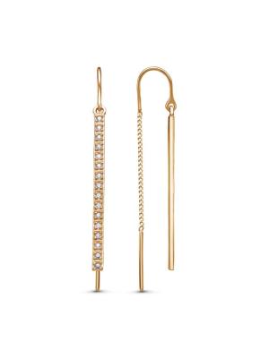 Серьги серебро 925 пробы, покрытие - золочение, вставка - фианит (недрагоценный камень)