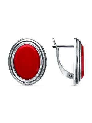 Серьги серебро 925 пробы, покрытие - оксидирование, вставка - искусственный коралл