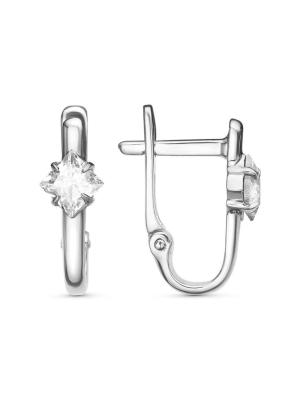 Серьги серебро 925 пробы, покрытие - платинирование, вставка - фианит (недрагоценный камень)