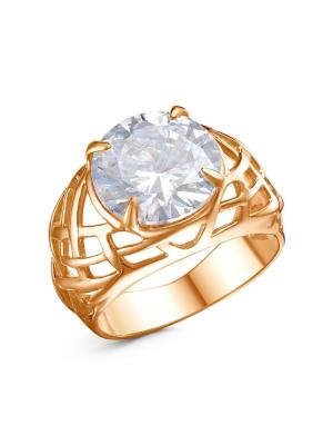 Кольцо бижутерия, покрытие - золочение, вставка - фианит (недрагоценный камень)