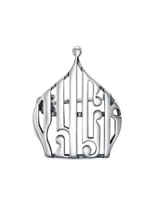 Брошь бижутерия, покрытие - серебрение с оксидированием, без вставок