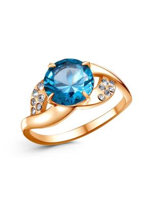 Кольцо бижутерия, покрытие - золочение, вставка - стекло ювелирное preciosa, фианит (недрагоценный камень)