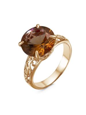 Кольцо бижутерия, покрытие - золочение, вставка - искусственный султанит