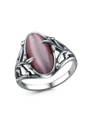 Кольцо бижутерия, покрытие - серебрение с оксидированием, вставка - искусственный кошачий глаз