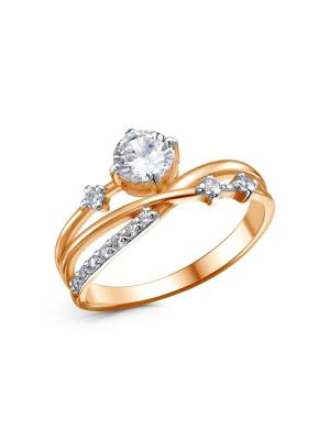 Кольцо серебро 925 пробы, покрытие - золочение, выборочное родирование, вставка - фианит (недрагоценный камень)