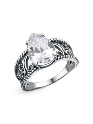 Кольцо бижутерия, покрытие - серебрение с оксидированием, вставка - фианит (недрагоценный камень)