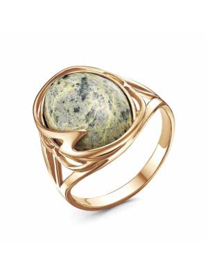 Кольцо бижутерия, покрытие - золочение, вставка - змеевик