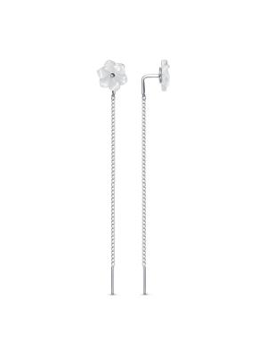 Серьги серебро 925 пробы, без покрытия, вставка - перламутр