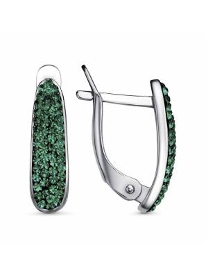 Серьги бижутерия, покрытие - платинирование, вставка - стекло ювелирное preciosa