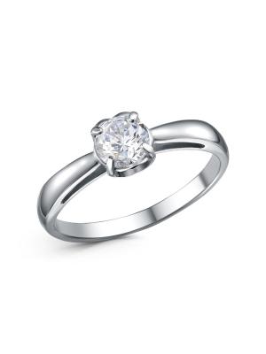 Кольцо бижутерия, покрытие - платинирование, вставка - фианит (недрагоценный камень)