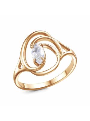 Кольцо бижутерия, покрытие - золочение, вставка - фианит (недрагоценный камень)