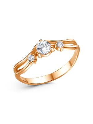 Кольцо серебро 925 пробы, покрытие - золочение, вставка - фианит (недрагоценный камень)