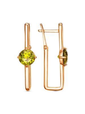 Серьги бижутерия, покрытие - золочение, вставка - фианит (недрагоценный камень)