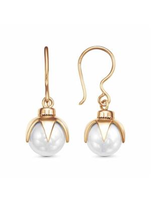 Серьги бижутерия, покрытие - золочение, вставка - имитация жемчуга