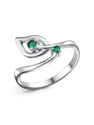 Кольцо бижутерия, покрытие - платинирование, вставка - искусственная шпинель