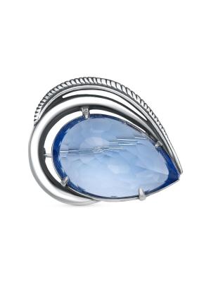 Брошь серебро 925 пробы, покрытие - оксидирование, вставка - стекло ювелирное собственной огранки