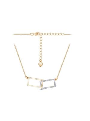 Колье серебро 925 пробы, покрытие - золочение, выборочное родирование, вставка - фианит (недрагоценный камень)