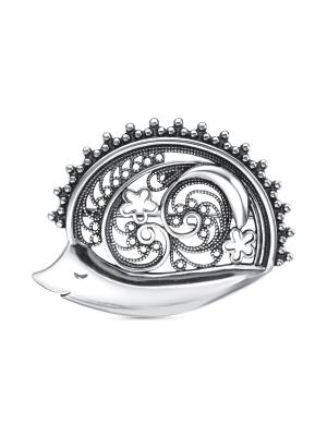 Брошь бижутерия, покрытие - серебрение с оксидированием, без вставок