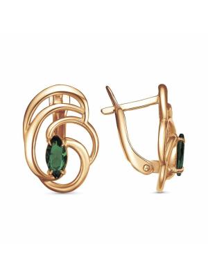 Серьги бижутерия, покрытие - золочение, вставка - искусственная шпинель