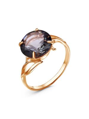 Кольцо серебро 925 пробы, покрытие - золочение, вставка - искусственный дымчатый кварц