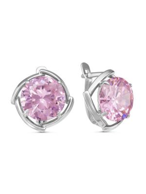 Серьги бижутерия, покрытие - серебрение, вставка - фианит (недрагоценный камень)