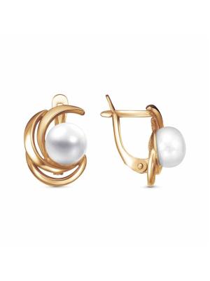 Серьги серебро 925 пробы, покрытие - золочение, вставка - культивированный жемчуг