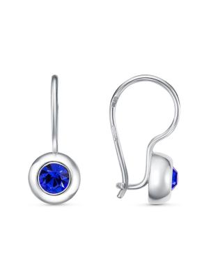 Серьги бижутерия, покрытие - серебрение, вставка - стекло ювелирное preciosa