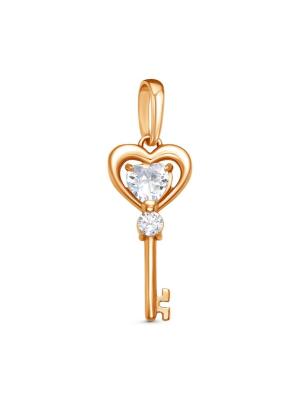 Подвеска серебро 925 пробы, покрытие - золочение, вставка - фианит (недрагоценный камень)