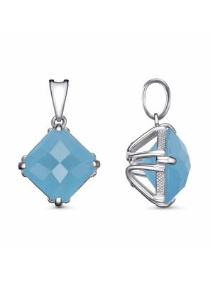 Подвеска бижутерия, покрытие - платинирование, вставка - искусственный халцедон