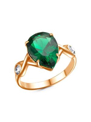 Кольцо бижутерия, покрытие - золочение, вставка - искусственная шпинель, стекло ювелирное preciosa