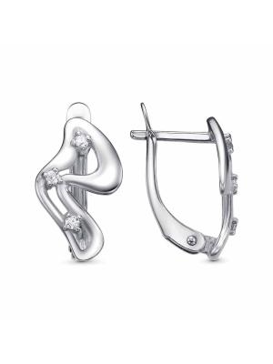 Серьги серебро 925 пробы, покрытие - родирование, вставка - фианит (недрагоценный камень)